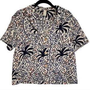 Joie NWOT Linen Blend Button Tropical Paisley Floral Top Shirt Breathable sz‎ XS